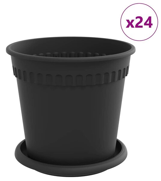 Květináče 24 ks Černá Plast 3403268