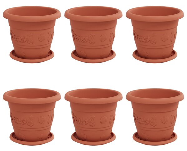 Květináče 6 ks Cihlově červená Ø 22 x 18 cm Plast 3403270