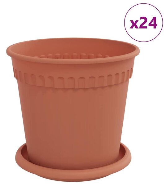 Květináče 24 ks Cihlově červená Plast 3403264