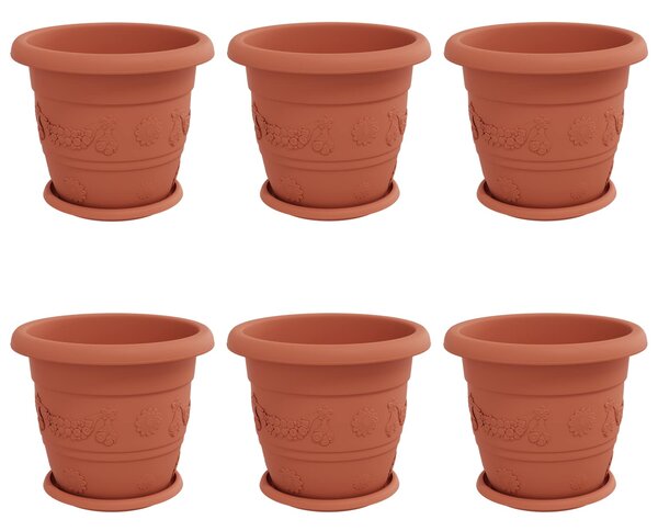 Květináče 6 ks Cihlově červená Ø 30 x 25 cm Plast 3403272
