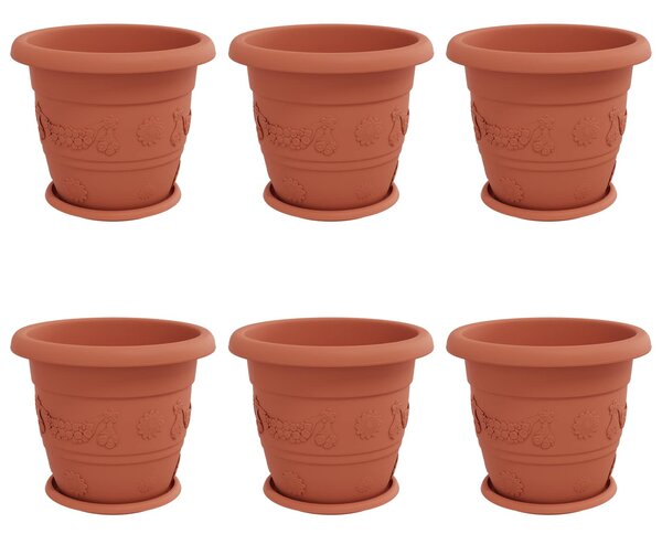 Květináče 6 ks Cihlově červená Ø 34 x 28 cm Plast 3403273