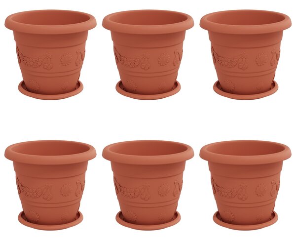 Květináče 6 ks Cihlově červená Ø 26 x 21.5 cm Plast 3403271
