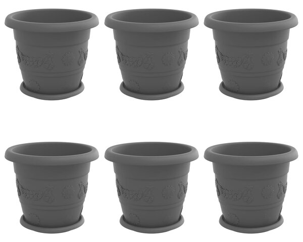 Květináče 6 ks Černá Ø 30 x 25 cm Plast 3403277