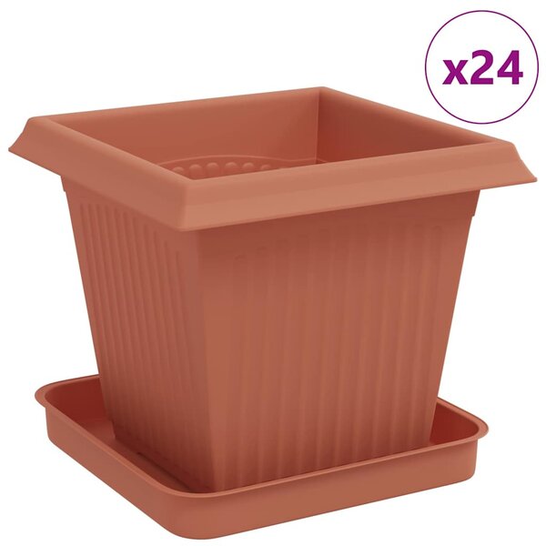 Květináče 24 ks Cihlově červená Plast 3403304