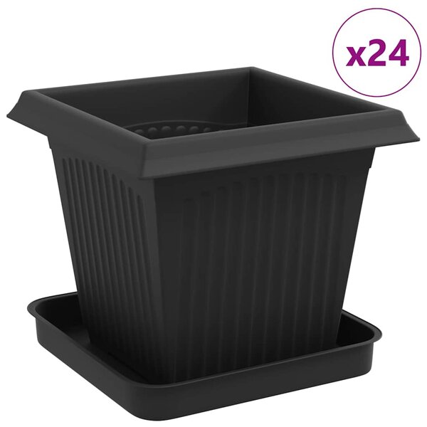 Květináče 24 ks Černá Plast 3403311