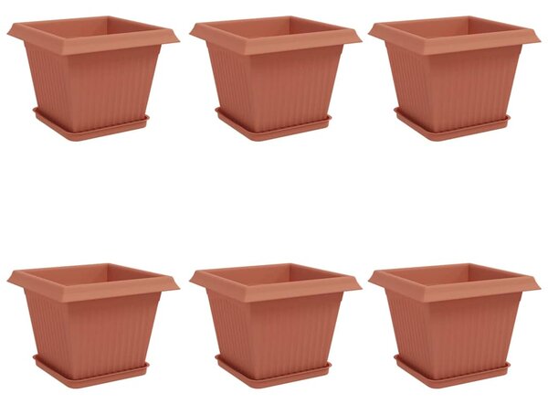 Květináče 6 ks Cihlově červená Plast 3403293