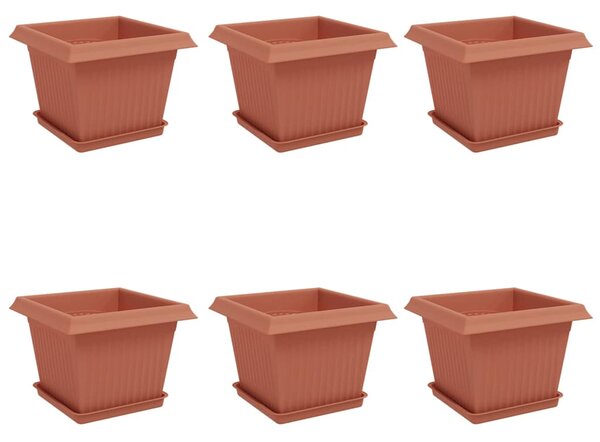 Květináče 6 ks Cihlově červená Plast 3403292