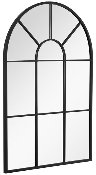 HOMCOM Nástěnné zrcadlo 91 x 60 cm s okenním rámem a kovovým rámem, dekorativní závěsné zrcadlo do chodby, ložnice nebo obývacího pokoje | Aosom