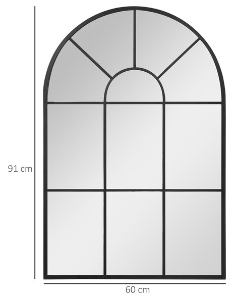 HOMCOM Nástěnné zrcadlo 91 x 60 cm s okenním rámem a kovovým rámem, dekorativní závěsné zrcadlo do chodby, ložnice nebo obývacího pokoje | Aosom