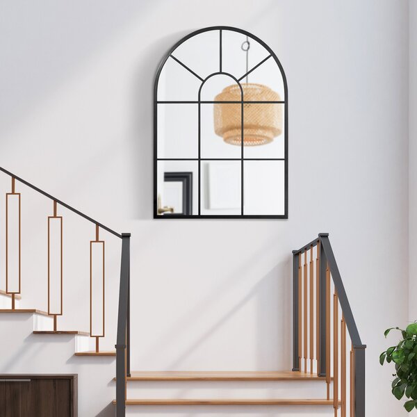 HOMCOM Nástěnné zrcadlo 91 x 60 cm s okenním rámem a kovovým rámem, dekorativní závěsné zrcadlo do chodby, ložnice nebo obývacího pokoje | Aosom