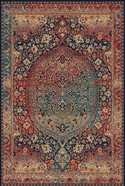 Kusový koberec vlněný Agnella Isfahan Maidas Granat Vícebarevný červený Rozměr: 160x240 cm