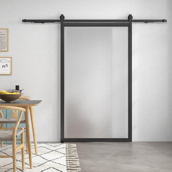 HOMCOM Sada kování pro posuvné dveře 244 cm – Kompletní set s funkcí tlumení, kolejničkami, kolečky, protišplhacími zařízeními, zarážkami dveří, vodič