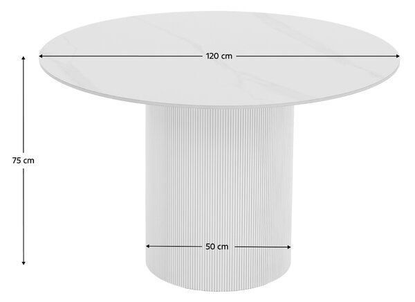 KONDELA Jídelní stůl, bílý mramor/MDF, průměr 120 cm, MAHIR TYP 1