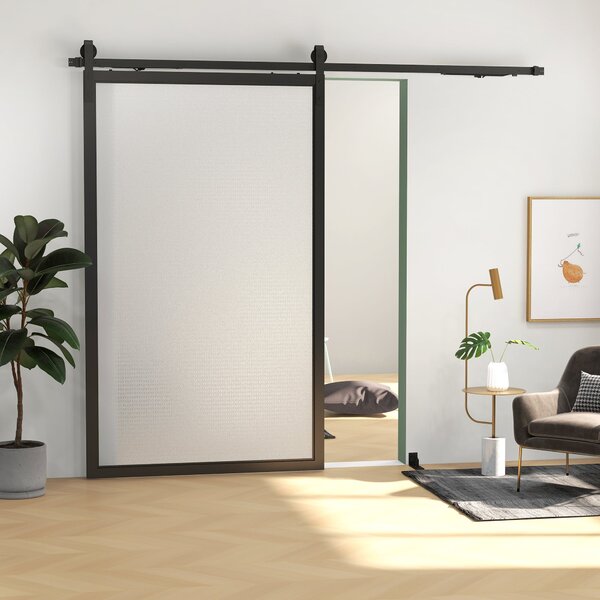 HOMCOM Sada kování pro posuvné dveře 244 cm – Kompletní set s funkcí tlumení, kolejničkami, kolečky, protišplhacími zařízeními, zarážkami dveří, vodič