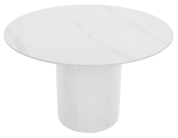 KONDELA Jídelní stůl, bílý mramor/MDF, průměr 120 cm, MAHIR TYP 1