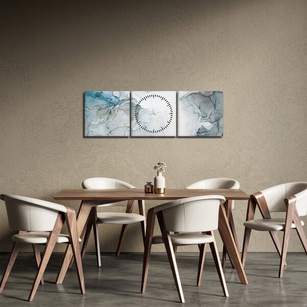 Obraz - Modrý mramor (s hodinami) (90x30 cm)