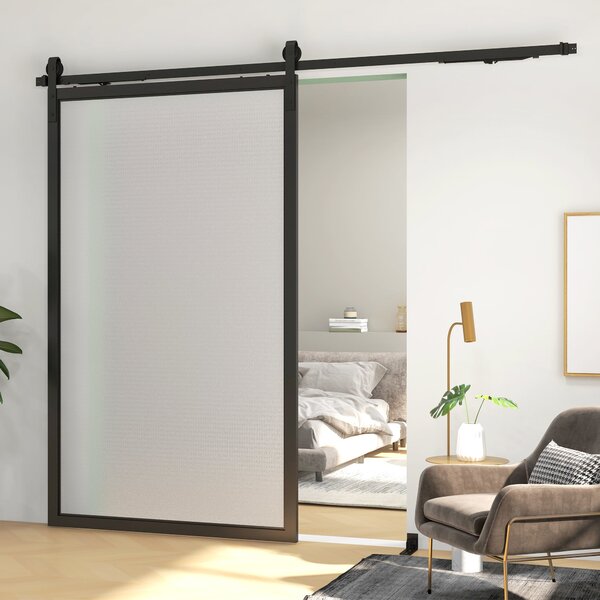 HOMCOM Sada kování pro posuvné dveře 244 cm – Kompletní set s funkcí tlumení, kolejničkami, kolečky, protišplhacími zařízeními, zarážkami dveří, vodič