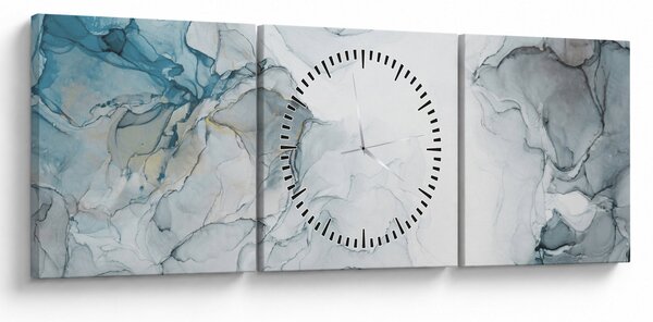 Obraz - Modrý mramor (s hodinami) (90x30 cm)