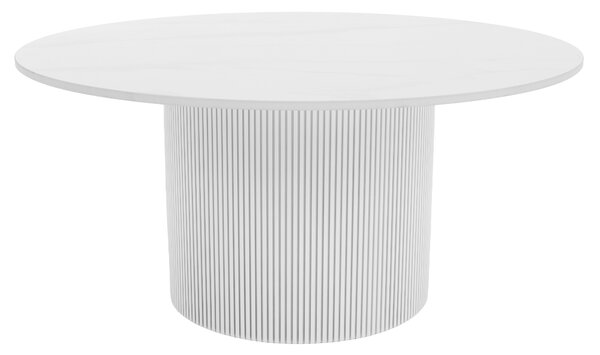 KONDELA Konferenční stolek, bílý mramor/MDF, průměr 80 cm, MAHIR TYP 1