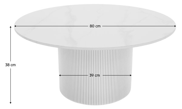 KONDELA Konferenční stolek, bílý mramor/MDF, průměr 80 cm, MAHIR TYP 1