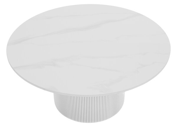 KONDELA Konferenční stolek, bílý mramor/MDF, průměr 80 cm, MAHIR TYP 1