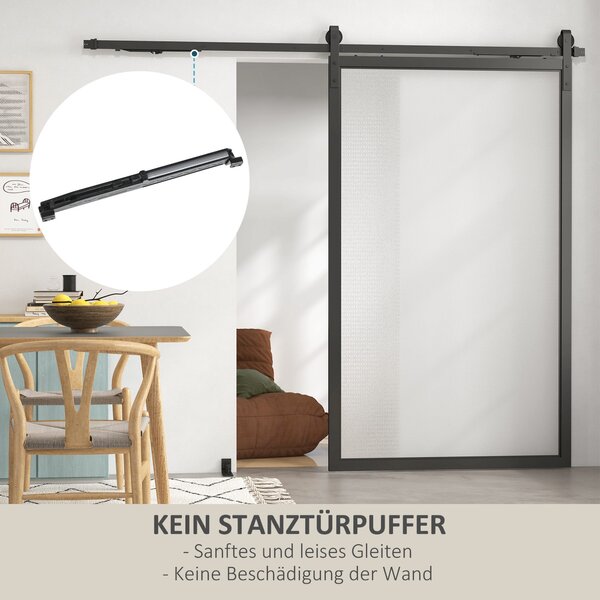 HOMCOM Sada kování pro posuvné dveře 244 cm – Kompletní set s funkcí tlumení, kolejničkami, kolečky, protišplhacími zařízeními, zarážkami dveří, vodič