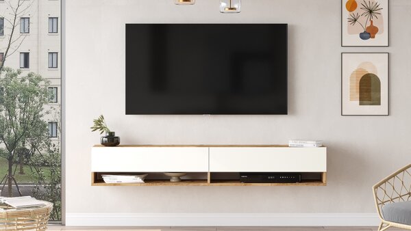 TV stolek/skříňka Freddie 9 (Borovice atlantic + Bílá)