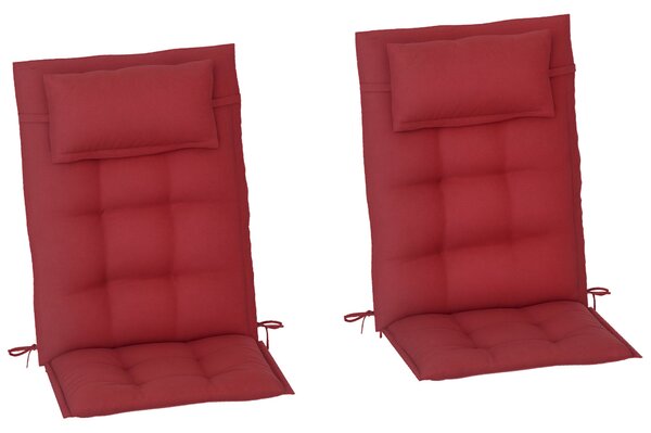 Outsunny Sada 2 Polštářů pro Lehátka Voděodolný Polštář pro Zahradní Lehátka 50x116x5 cm, Bordó | Aosom