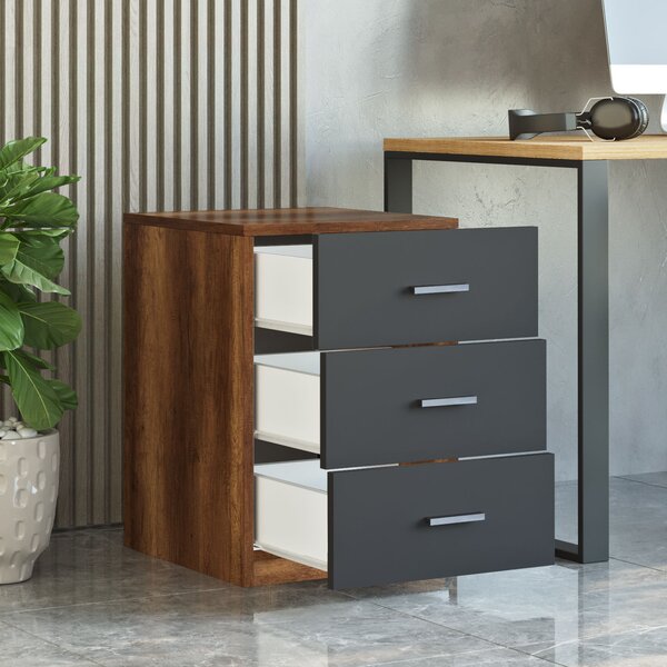 Komoda Vincent 3 (ořech + antracit). Akce -15%