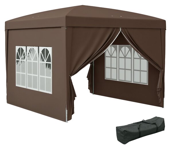 Outsunny Pavilon přibližně 3x3m, Vodotěsný Stabilní Zimní Skládací Pavilon, UV Ochrana 50+, Skládací Party Stan Zahradní Stan se 4 Bočními Panely a Ta