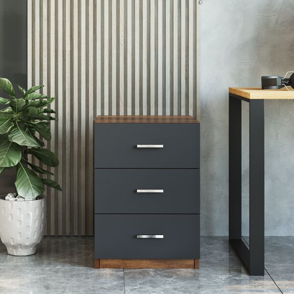 Komoda Vincent 3 (ořech + antracit). Akce -15%
