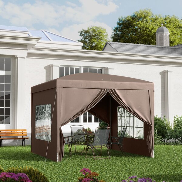 Outsunny Pavilon přibližně 3x3m, Vodotěsný Stabilní Zimní Skládací Pavilon, UV Ochrana 50+, Skládací Party Stan Zahradní Stan se 4 Bočními Panely a Ta