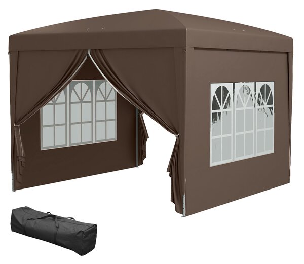 Outsunny Pavilon přibližně 3x3m, Vodotěsný Stabilní Zimní Skládací Pavilon, UV Ochrana 50+, Skládací Party Stan Zahradní Stan se 4 Bočními Panely a Ta