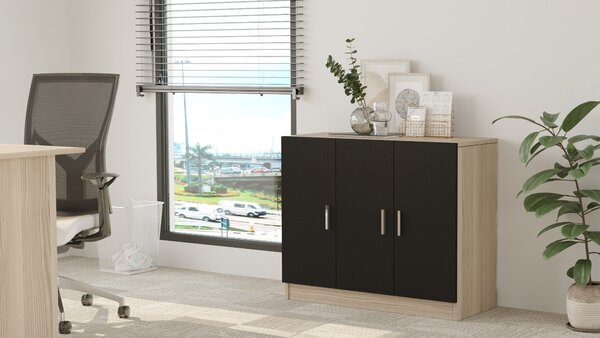 Skříňka Vincent 5 (dub + černá). Akce -25%
