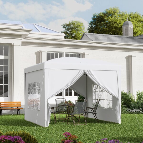Pavilon Outsunny cca 3x3m, vodoodpudivý stabilní zimní skládací pavilon, UV ochrana 50+, skládací párty stan s 4 bočními panely a taškou, zahradní pav
