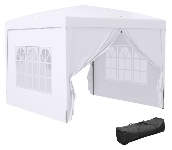 Pavilon Outsunny cca 3x3m, vodoodpudivý stabilní zimní skládací pavilon, UV ochrana 50+, skládací párty stan s 4 bočními panely a taškou, zahradní pav