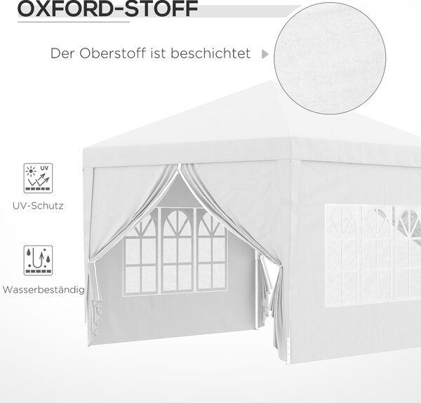 Pavilon Outsunny cca 3x3m, vodoodpudivý stabilní zimní skládací pavilon, UV ochrana 50+, skládací párty stan s 4 bočními panely a taškou, zahradní pav