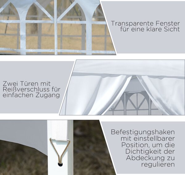 Pavilon Outsunny cca 3x3m, vodoodpudivý stabilní zimní skládací pavilon, UV ochrana 50+, skládací párty stan s 4 bočními panely a taškou, zahradní pav