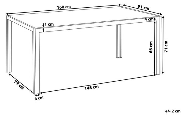 Zahradní jídelní stůl CATANIA 160 cm 91 cm Sklo Béžová