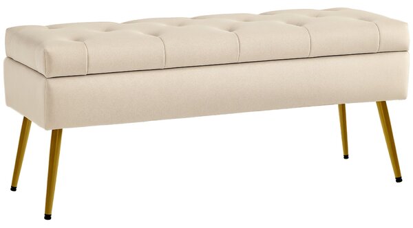 HOMCOM Úložná lavice s čalouněným sedákem, Ottoman se víkem, Bed Bench s sametovým vzhledem, pro chodbu, ložnici, obývací pokoj, kovový rám 102 x 35 x