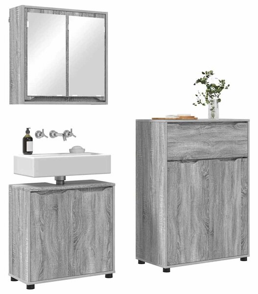 Sada koupelnového nábytku 3 ks Šedá Sonoma 72,5 x 36,5 x 100 cm 3403856