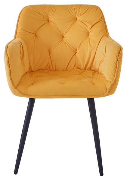 Designové křeslo TIRRA - látka Velvet, žlutá / černá