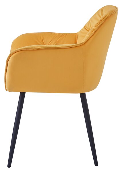 Designové křeslo TIRRA - látka Velvet, žlutá / černá