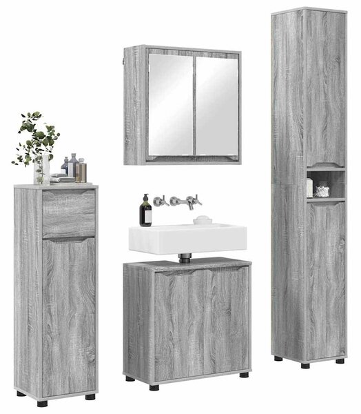 Sada koupelnového nábytku 4 ks Šedá Sonoma 30,5 x 30 x 195 cm 3403846