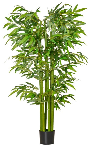 HOMCOM Umělá Bambu 160 cm Velká Umělá Rostlina, Umělý Bambus, Plastové Umělé Rostliny v Květináči, Napodobenina Rostliny pro Obývací Pokoj, Ložnici, K