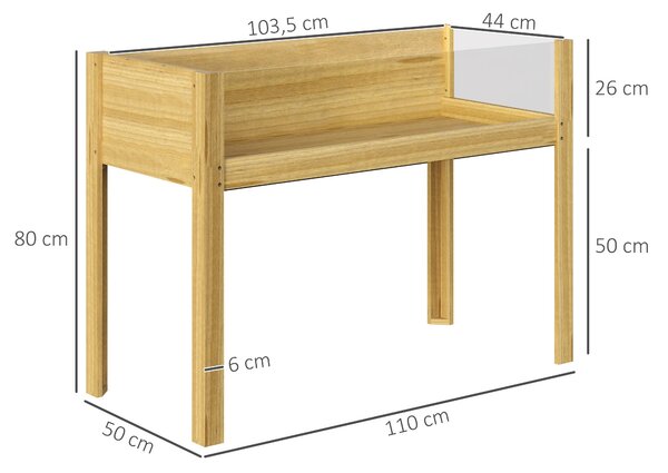 Zvýšený květináč Outsunny s akrylovými panely, odvodňovacími otvory, dřevěný výsadkový box, odolný vůči povětrnostním vlivům, zahradní postel, výsadko
