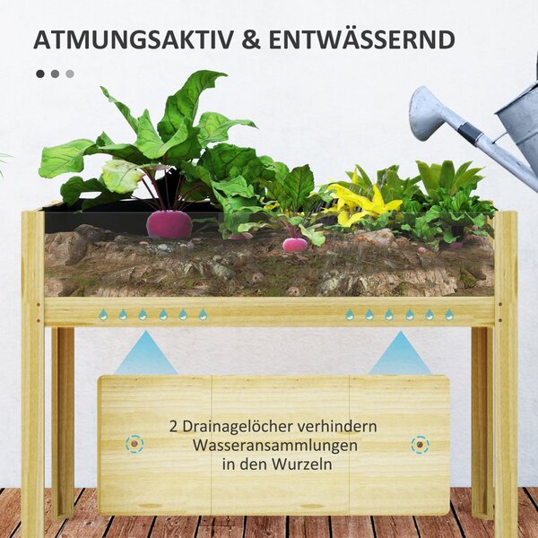 Zvýšený květináč Outsunny s akrylovými panely, odvodňovacími otvory, dřevěný výsadkový box, odolný vůči povětrnostním vlivům, zahradní postel, výsadko