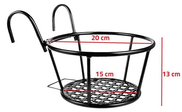 4Leaders Kovový držák na květináč černý průměr 20 cm