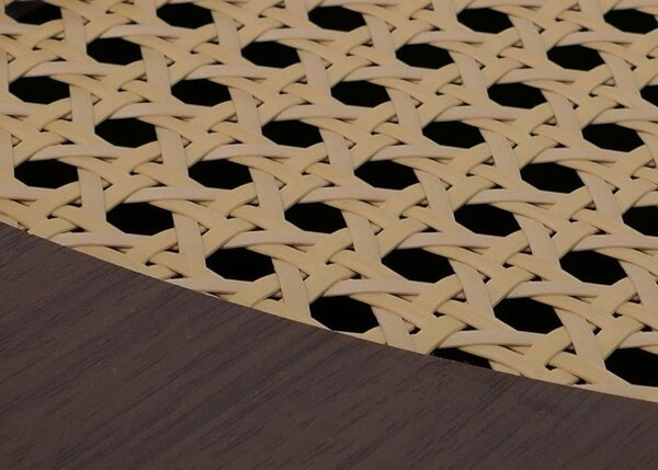 Sideboard HWC-P49, skříň komoda s dvířky příborník úložné prostory, polyratan MDF melamin 80x160x40cm vzhled ořech
