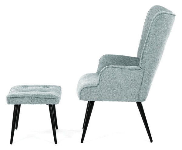 Luxusní relaxační křeslo NUVOLA s taburetem – vodoodpudivá, sametová, modrá látka
